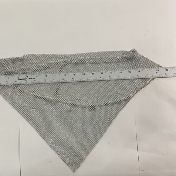 Unbranded Womens Cowl Neck Halter Top Silver Mesh Festival Party Glam 70s - Picture 4 of 7